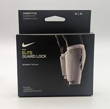 New Nike Elite Guard Lock White Soccer Calf Sleeves Adult Unisex Size M Medium