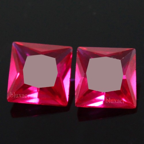 Coppia pietre preziose non riscaldate taglio principessa 4x4 mm rubino rosso naturale certificato Mogok BX06 - Foto 4 di 6