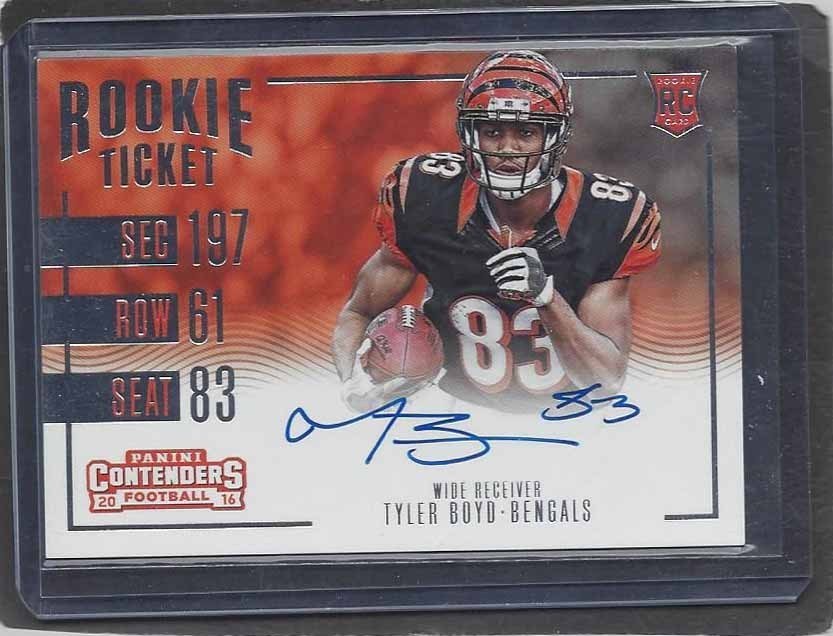 TYLER BOYD 2016 CONTENDERS ROOKIE TICKET VARIATION ON CARD AUTO RC SP #371