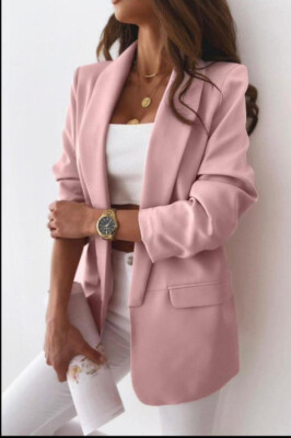 Damen-Blazer voll gefütterter Damen-Kragen-Freizeitjacke mit gerissenem Ärmel 8-14