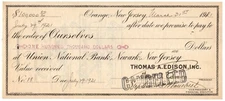 Edison Storage Battery Co. Check SIGNED by Thomas Edison to Himself for $100,000