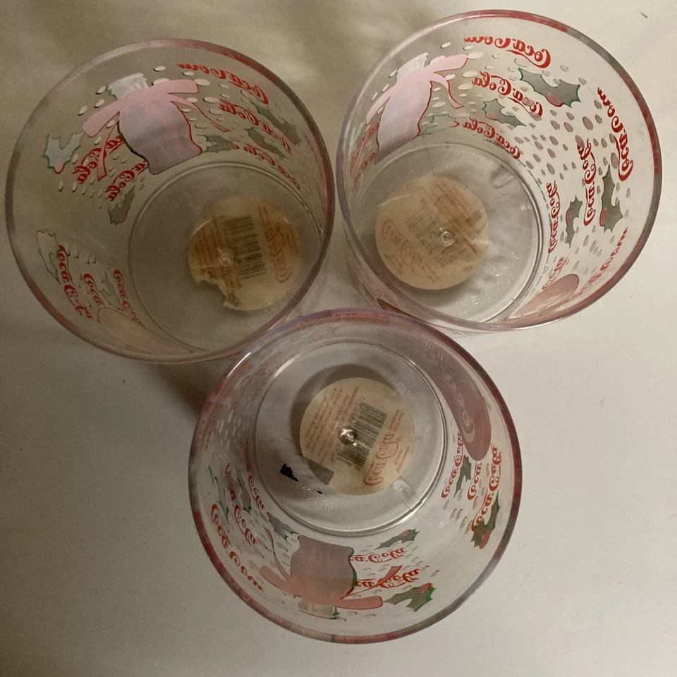 Vtg Hol. Coca-Cola Plastic Thermo-Serv Clear Cup Set-3 Logo Made in the USA ‘98 - Image 3 of 4