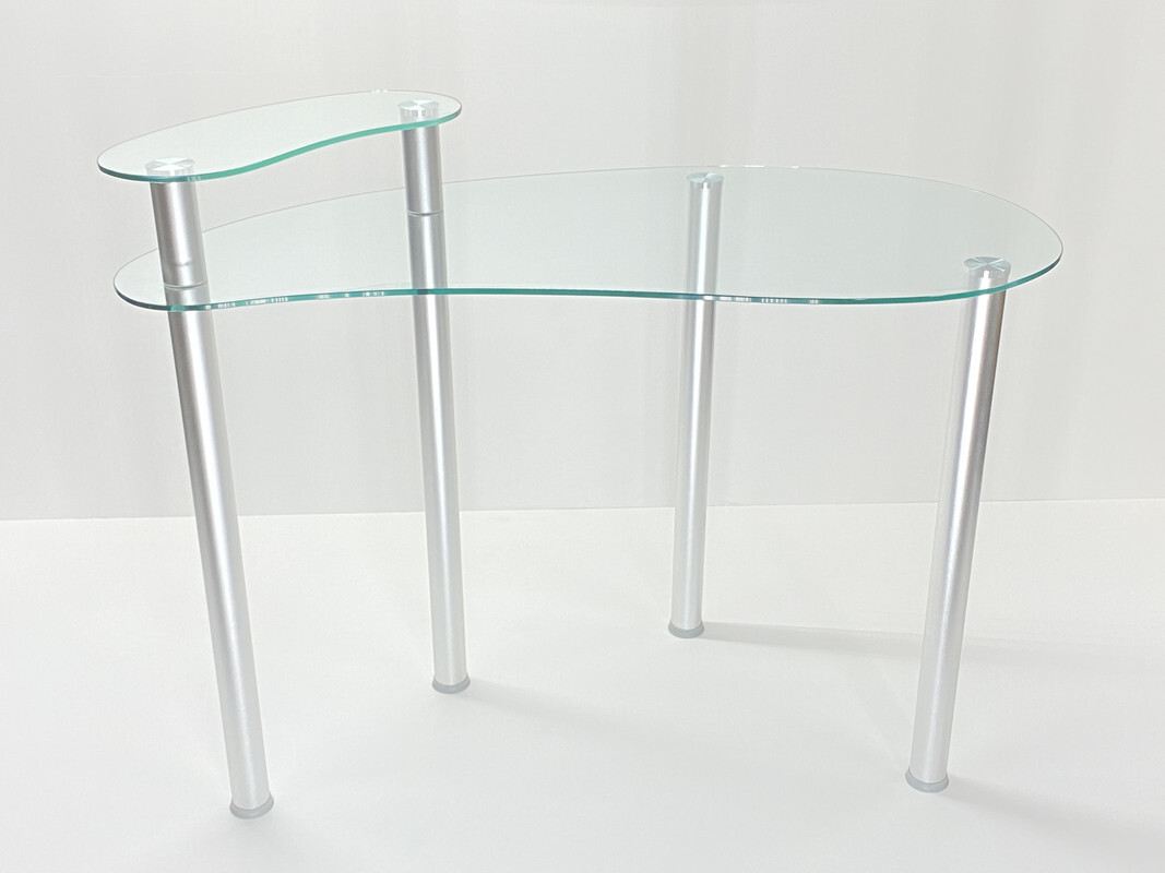 29.5 x 45.3 x 23.7 in. Tier One Designs Clear Glass Corner Computer Desk with Mo