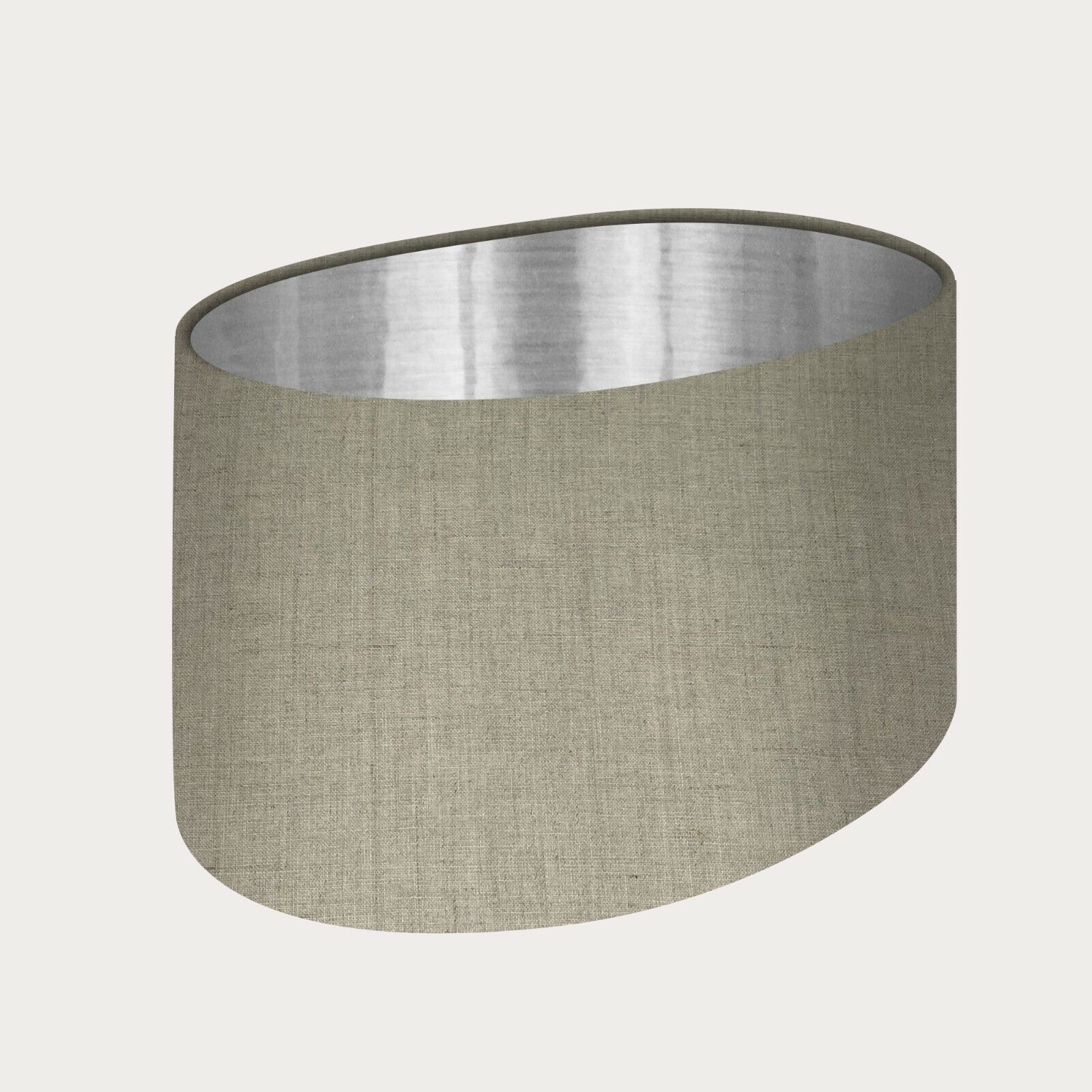 Lampshade Natural Beige Textured 100% Linen Brushed Silver Oval Light Shade Kupowanie bomb, WYPRZEDAŻ
