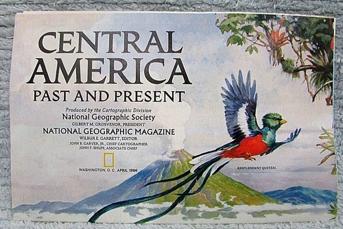 Old 1986 National Geographic Vintage Central America Past Present Map FREE S/H