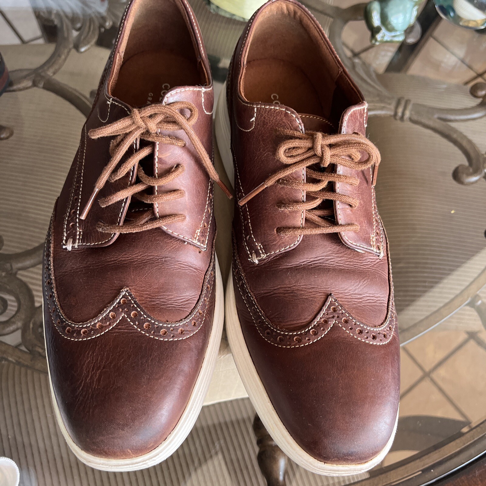 SAOLA Scarpe Oxford Cole Haan OS Grand Tour Wingtip Brogue marroni da uomo taglia 11 5 M
