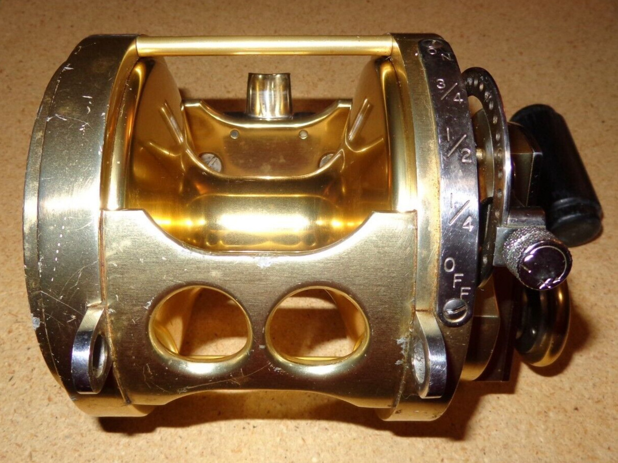 Vintage Fin-Nor 9/0 Gold Lever-Drag Dual Two-Speed Big Game 