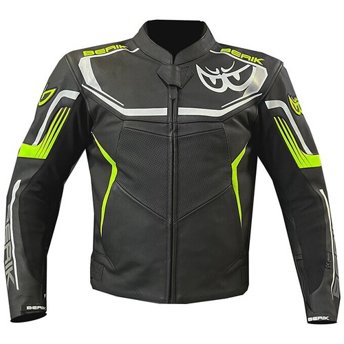 BERIK Giacca Giubbotto Moto Pelle Bovina Protezioni CE Sfodrabile RACING PISTA - Afbeelding 4 van 5