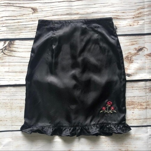 Girls 5 McKids Black Velour Satin Holiday Button down blouse ruffle skirt outfit - Picture 3 of 3