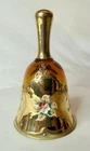 Vintage Murano Glass Italy Gold Luster Hand Painted Bell with Embossed Flower