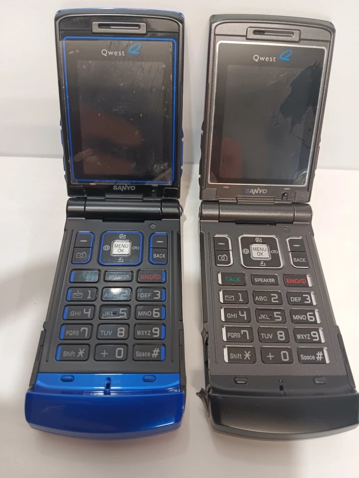 Teléfono Abatible Sanyo Katana Qwest 1 Negro 1 Azul Probado Totalmente Funcional Foto 4 de 4