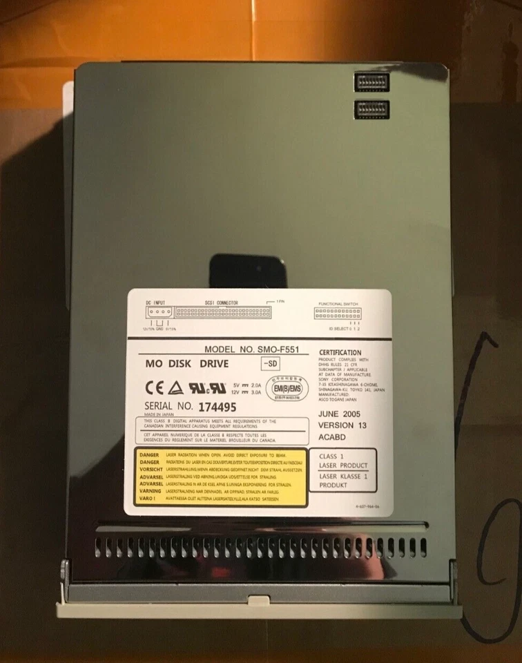 Sony SMO-F551-SD 5.2GB Internal SCSI 50 Pin MO Optical Drive - Image 2 of 3