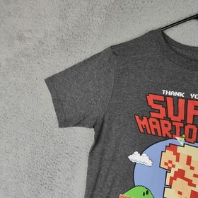 Super Mario Bros Shirt Boys XL Extra Large 18 20 Grey  Graphic Tee Nintendo NES