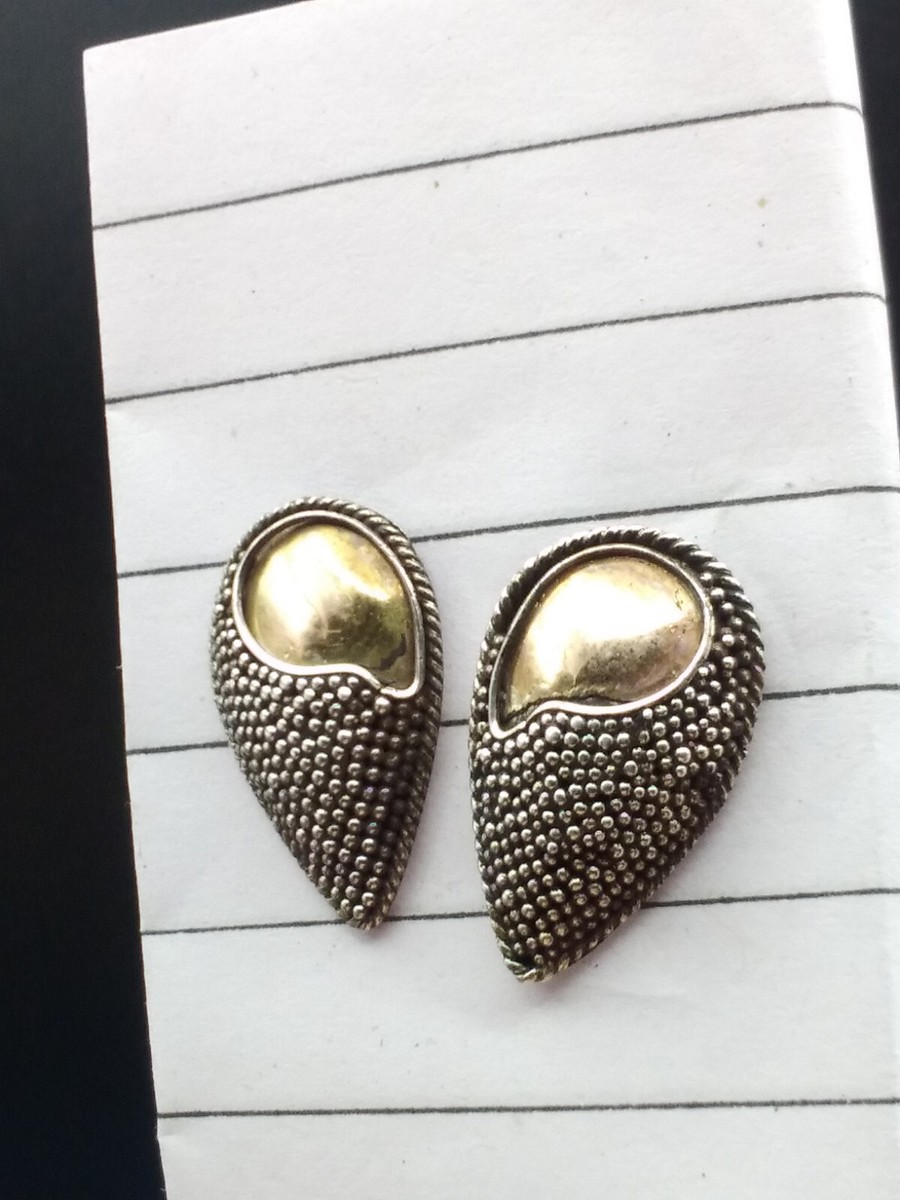 925 Silver And Gold Accents Earrings Middle Eastern Style Egg Shape View 4
