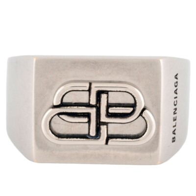 BALENCIAGA BB Logo Signet Ring Metal #56 Silver | eBay