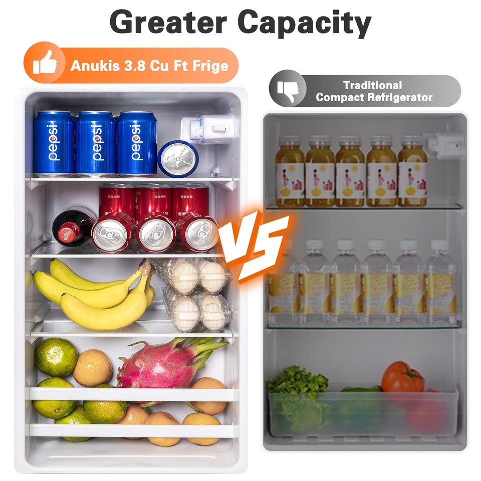 Anukis Compact Refrigerator4.0 Cu Ft 2 Door Mini Fridge with Freezer