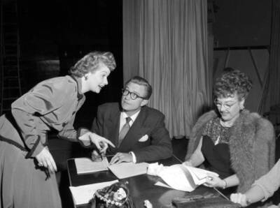 Lucille Ball Richard Denning and Ruth Perrott during rehearsal 1940s Old Photo