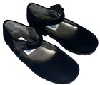 👧 Nordstrom Girls' Black Velvet Mary Jane Dress Shoes - Size 9 | Euc!