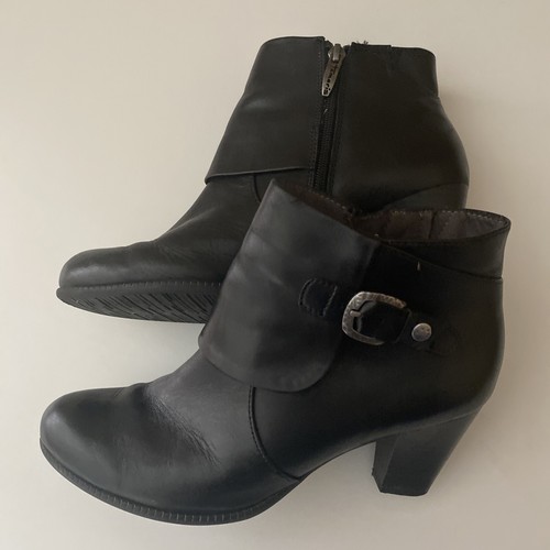 Tamaris Ankle Boots Size 6 Black Women Heeled Zip Casual - Picture 5 of 8