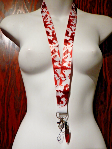 STABBY LANYARD blood knife charm horror halloween goth neck strap ID key ring 3J - Picture 4 of 4