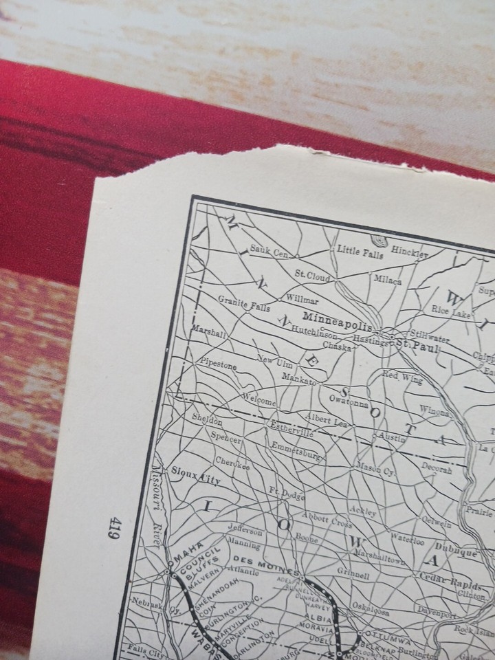 1906 Rare Train Route Map WABASH SYSTEM Railroad Zanesville Ohio
