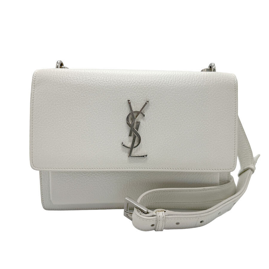 Auth SAINT LAURENT Crossbody Shoulder Bag White Leather Auth SAINT LAURENT Crossbody Shoulder Bag White Leather