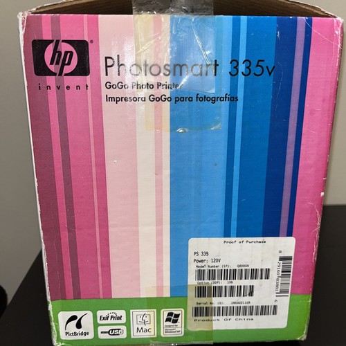 HP PhotoSmart 335 v "GoGo" Compact Photo Printer - New Open Box - Picture 4 of 9