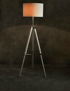 M S Gorgeous White Devon Floor Lamp Tripod Stand Linen Standing