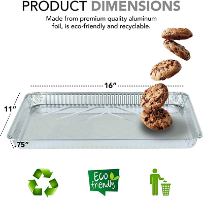 Aluminum Pans Cookie Sheet Baking Pans (15 Pack) Disposable