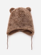 Barts Baby Fall Winter Beanie Fuzzy Fleece Teddy Bear Misty Brown 12-18 Months