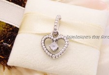 NEW Pandora Milky White April Birthday Heart Charm 798854C04 Retired Authentic