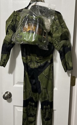 Halo Master Chief Muscle Costume Child Boys Size Small 4-6 Padded 3D + Mask New