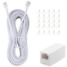 50Ft Telephone Extension Cord Phone Cable Line Wire with Standard RJ11 Plug