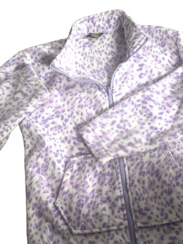 Youth Girl Eddie Bauer Animal Print Purple Fleece Jacket 10/12