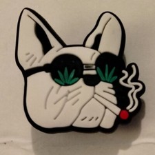 Bulldog Smoking Weed Shoe Charm Leaf Glasses Cute Cartoon Dog