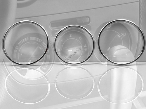 For Peugeot Bipper 2007- Polished Aluminum Heater Control Surrounds Rings 3pcs - Picture 4 of 8