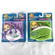 Zhu Zhu Pets Hamster Pet Carrier Blanket Green Purple 86647 Cepia 2008 LOT OF 2