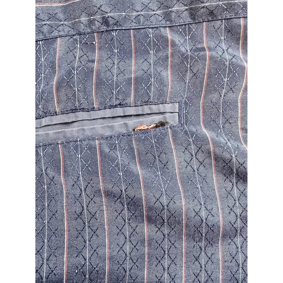 Rip Curl Shirt Mens XL Blue Striped Western Short Sleeve Pearl Snap Cowboy - Image 4 of 4