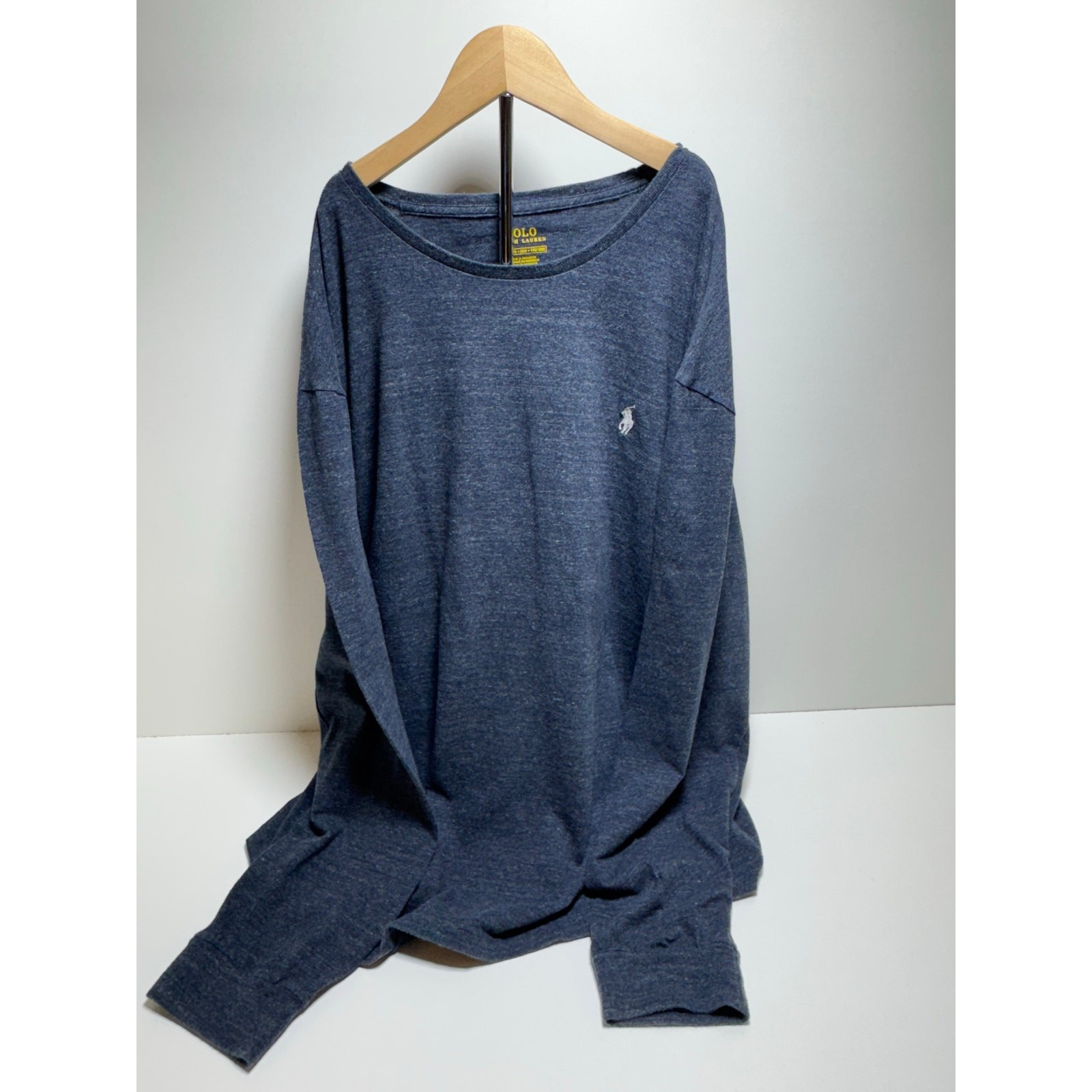 Polo Ralph Lauren uomo XXL maglietta manica lunga blu bianca logo pony preppy