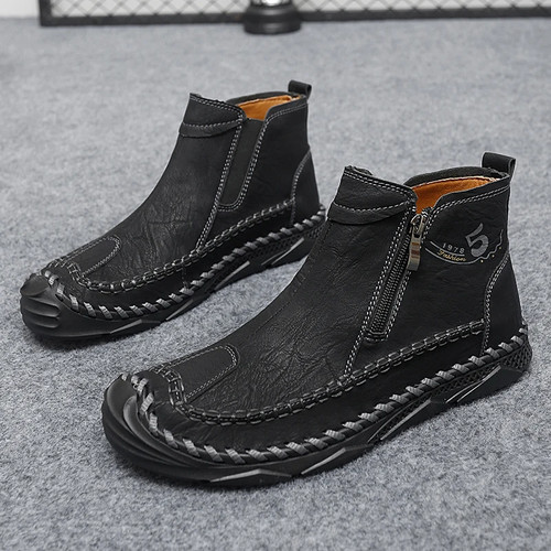 Stivali uomo fatti a mano scarpe casual stivali pelle scarpe comode sneakers - Foto 10 di 27