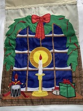 Vintage Christmas Garden Flag 12x18 Candle Window Nutcracker Presents Reversible