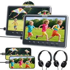 2 X 12 Inch Portable DVD Player Full HD Car Headrest Moniter USB SD Free Region