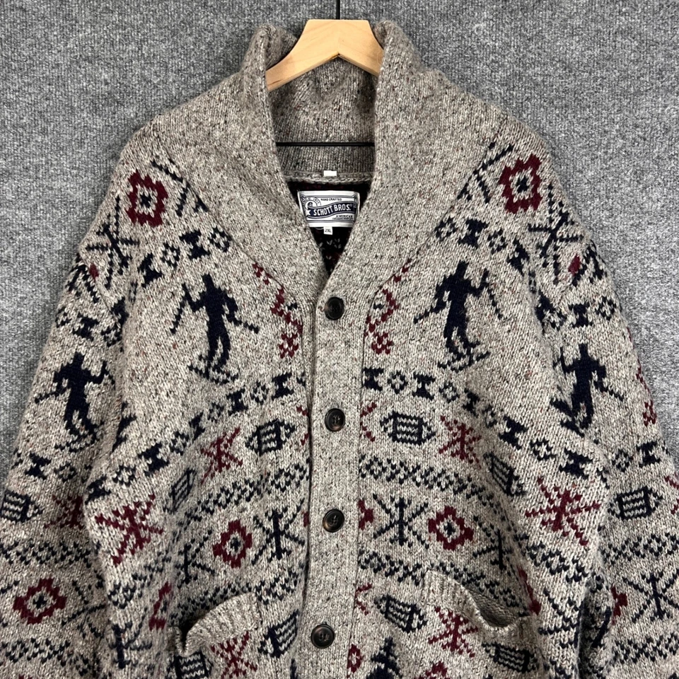 Schott Bros Mens 2XL Shawl Collar Cardigan Sweater Ski Snow Flake Fair Isle - Image 3 of 4