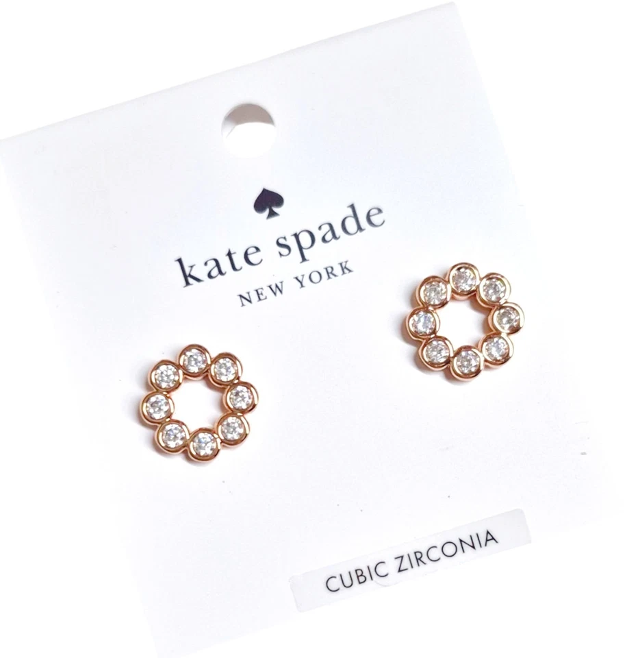 Aretes Kate Spade círculo completo enchapados en oro rosa transparente O0RU2366 nuevos Foto 3 de 4