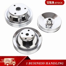 For Small Block Chevy 2 Groove Chrome Steel Long Water Pump Pulley Kit 305 Us For Small Block Chevy 2 Groove Chrome Steel Long Water Pump Pulley Kit 305 Us