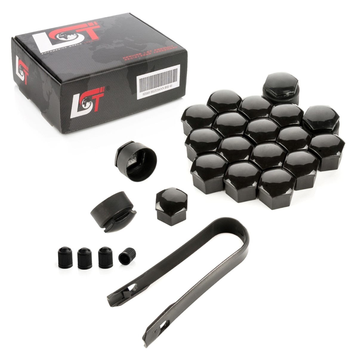 20x Caps Wheel Screw Caps 0 21/32in Black Shiny for subaru