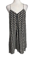 Madewell Black and Tan Silk Trapeze Bloomstamp Cami Mini Dress Size Small