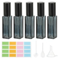 5 Pcs 10ml Travel Perfume Bottle with 3 Pcs Refill Tool, Labels, Blue/Black