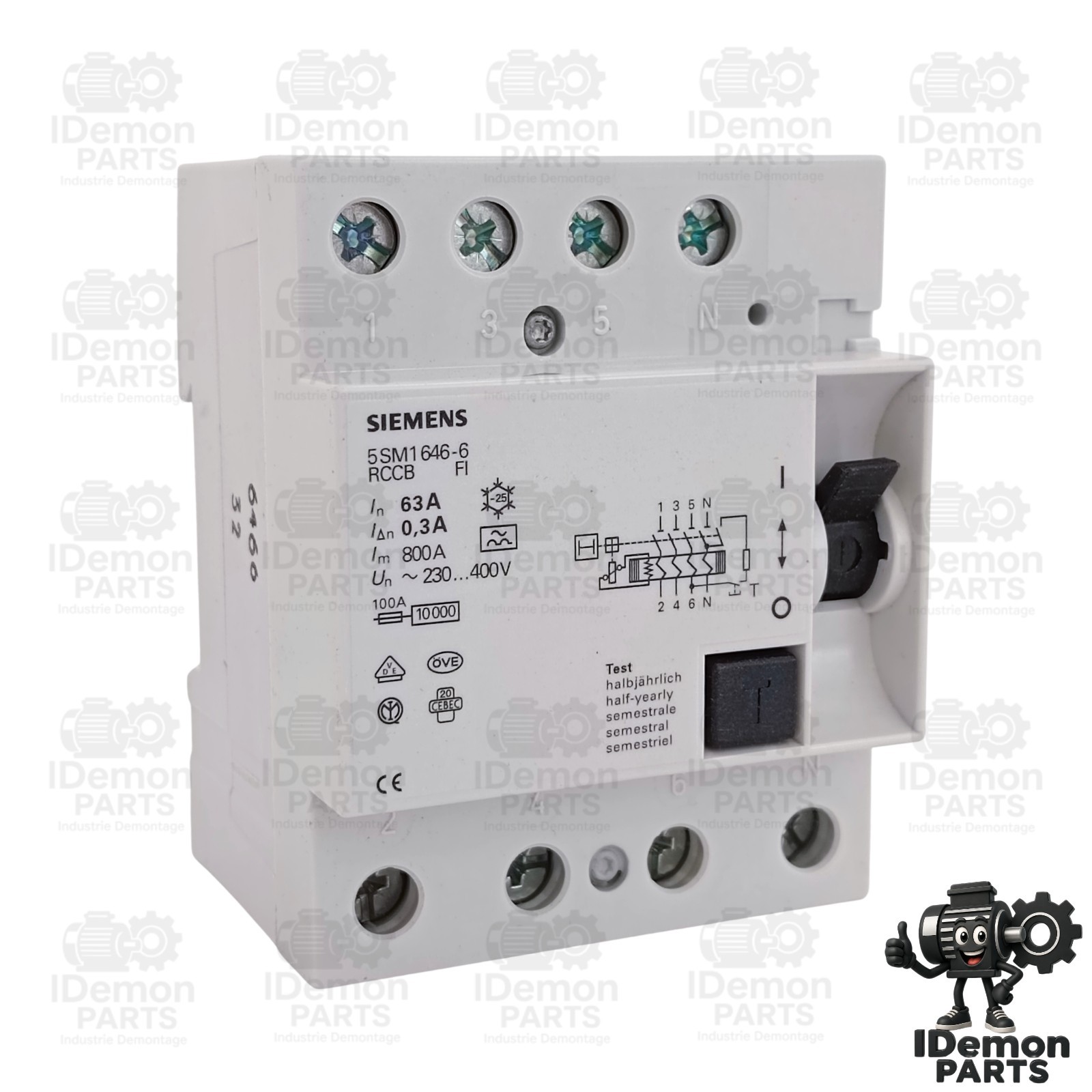Siemens 5SM1646-6 Type A 63A 300mA 4-Pole RCCB 400V RCD