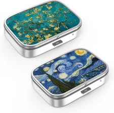 Pill Box 2 Compartment Small Pill Case,Portable for Pocket or Purse Pill Organiz